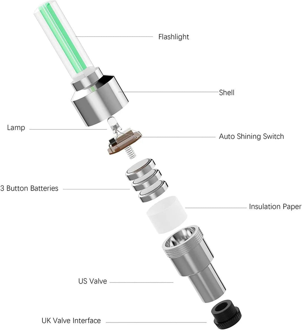 CRUCIAL Motion Activated LED Wheel Lights Suitable for Cars, Motorcycles, Bicycles